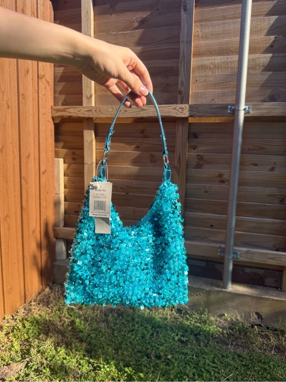 Vintage Turquoise Beaded Evening Clutch